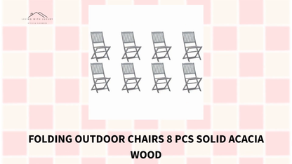 Folding Outdoor Chairs 8 pcs Solid Acacia Wood by@Outfy