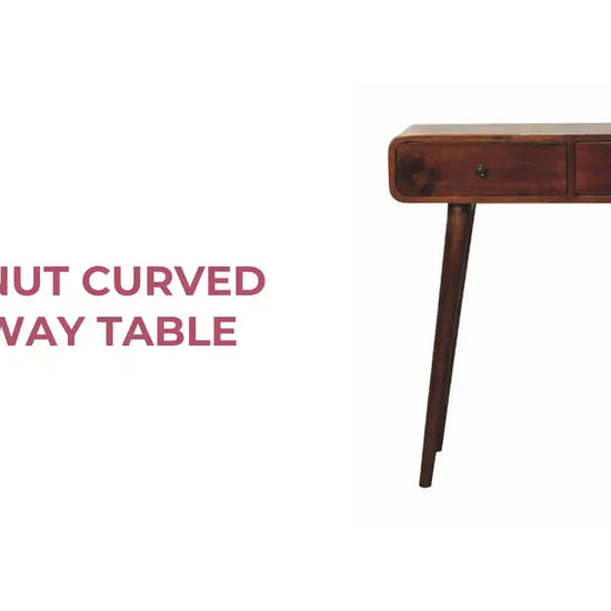 Chestnut Curved Hallway Table by@Outfy