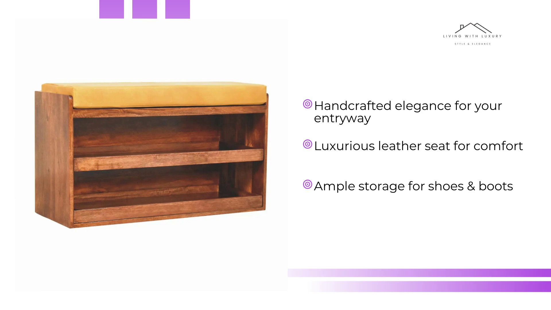 Buffalo Hide Pull out Honey Caramel Shoe Storage Bench by@Outfy