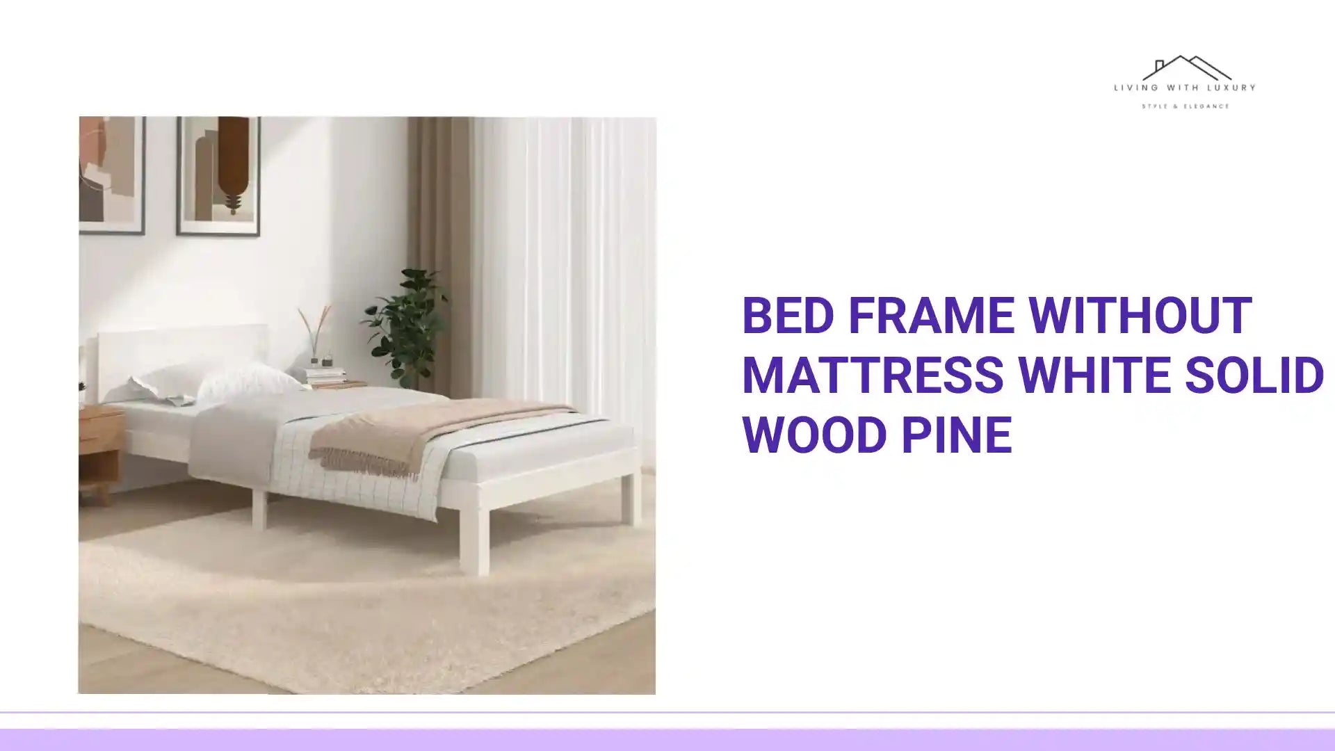 Bed Frame without Mattress White Solid Wood Pine by@Outfy