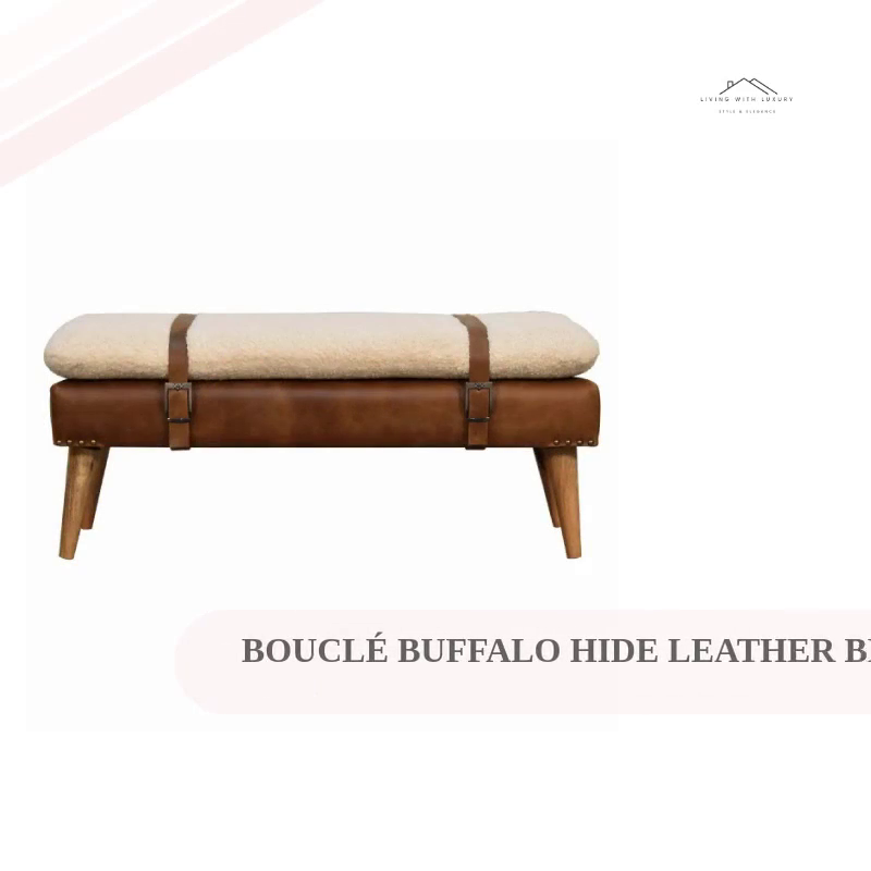 Boucl&eacute; Buffalo Hide Leather Bench &ndash; Premium Upholstered Bench by@Outfy