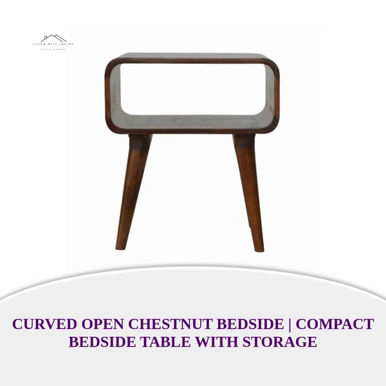 Curved Open Chestnut Bedside | Compact Bedside Table with Storage by@Outfy