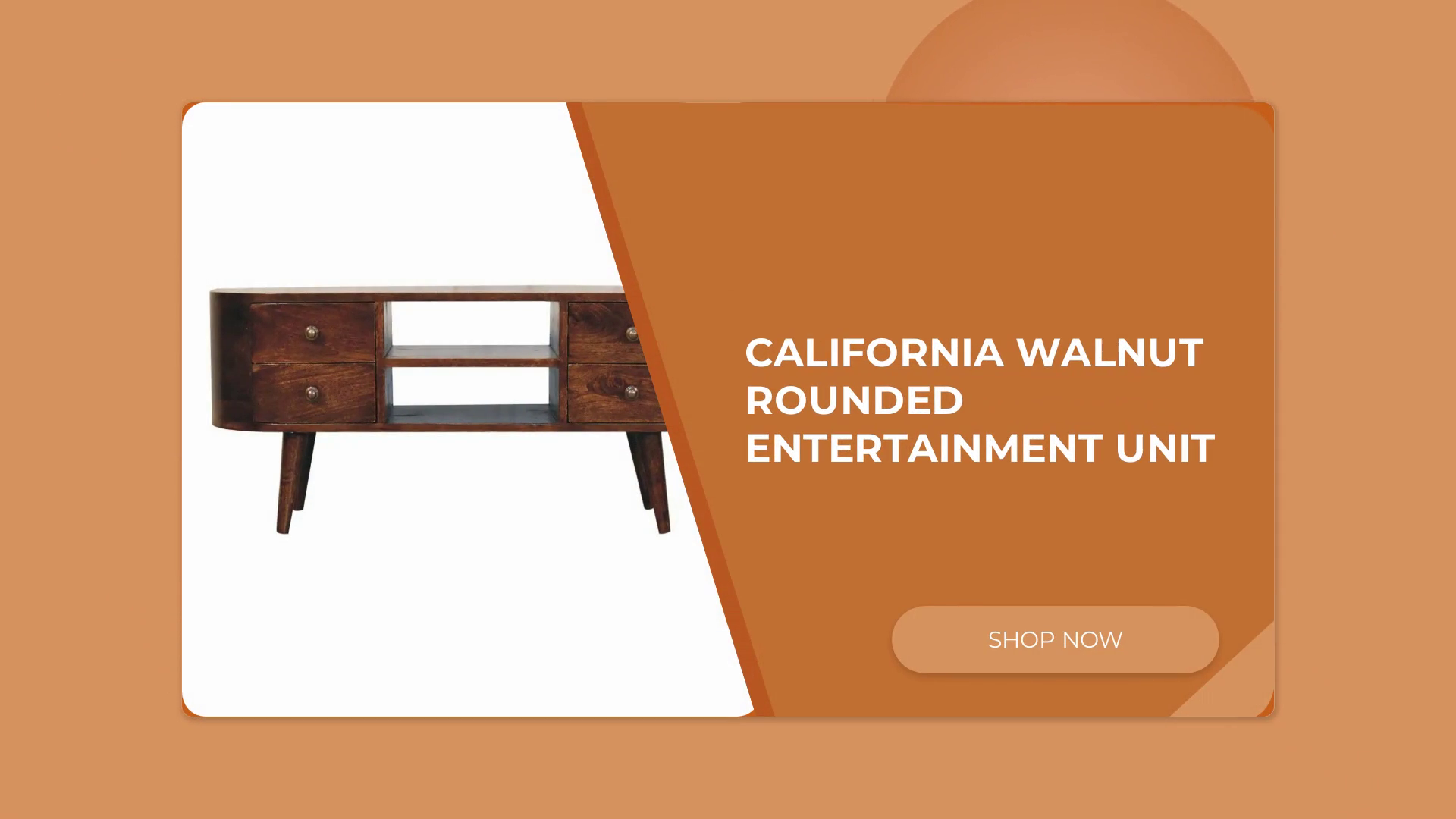 California Walnut Rounded Entertainment Unit by@Outfy