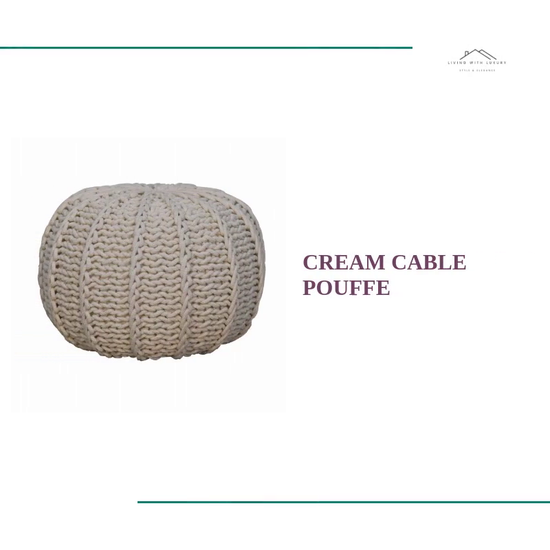 Cream Cable Pouffe by@Outfy