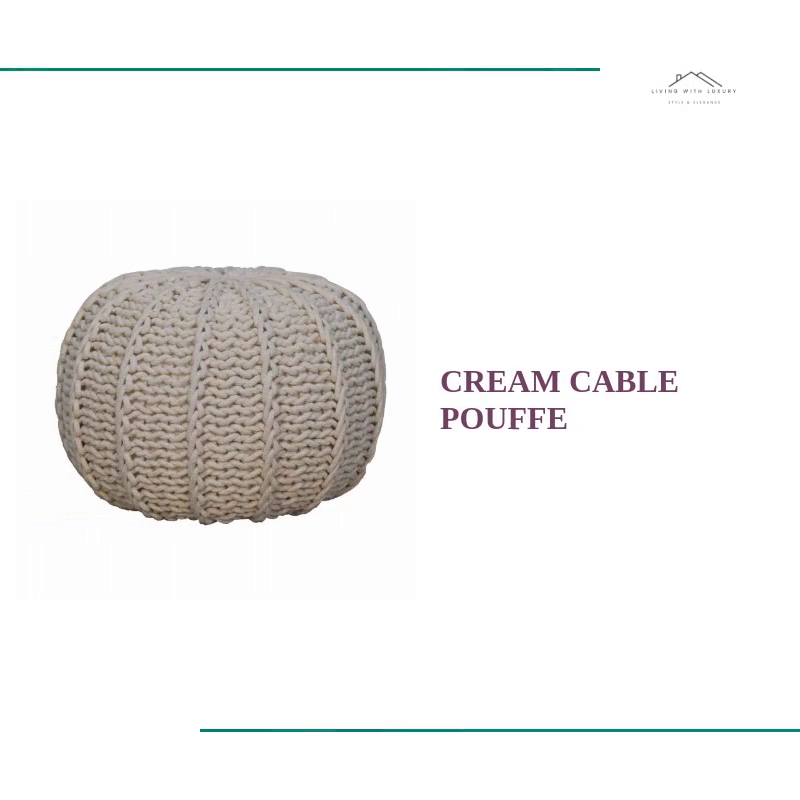 Cream Cable Pouffe by@Outfy