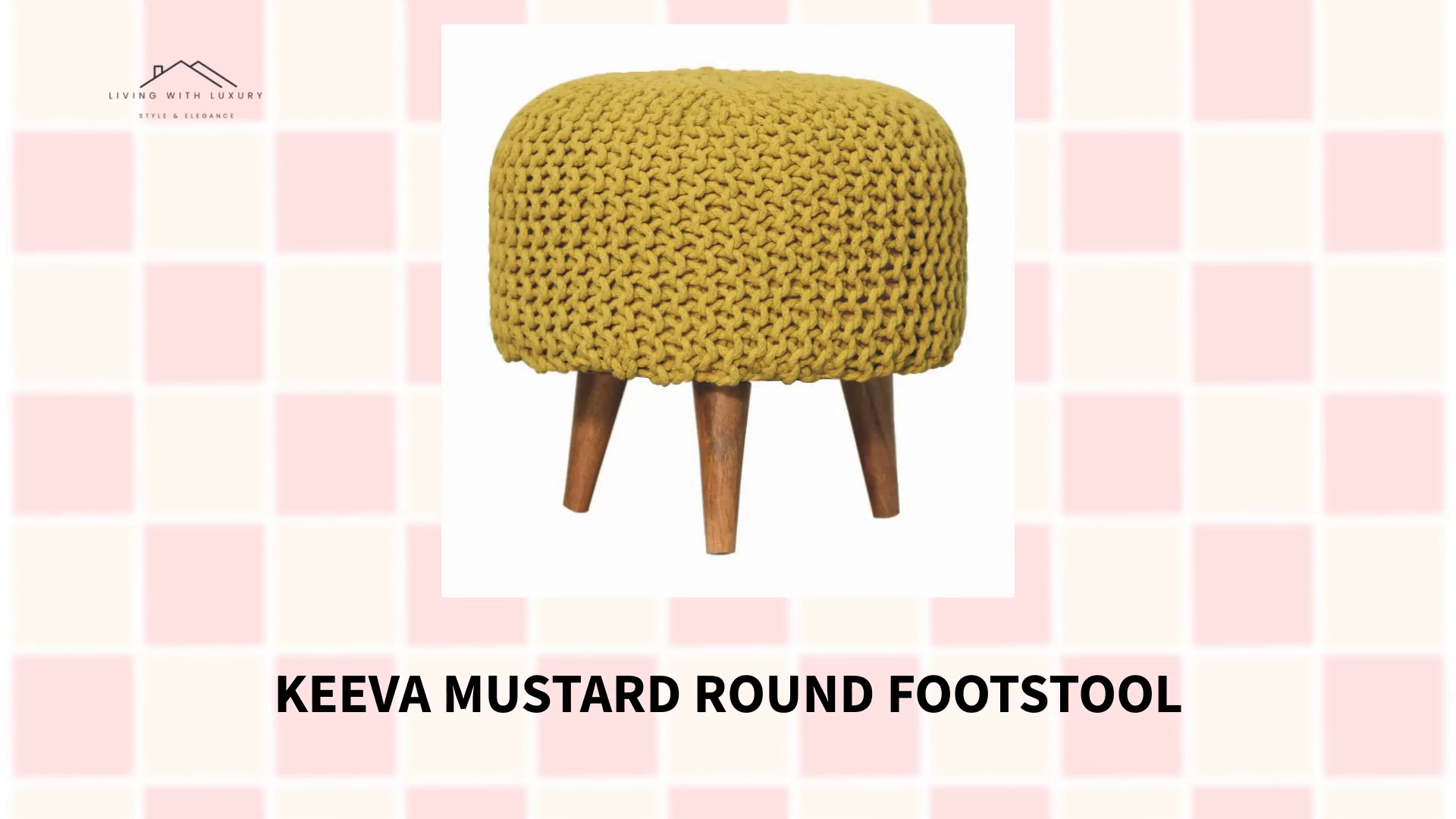 Keeva Mustard Round Footstool by@Outfy