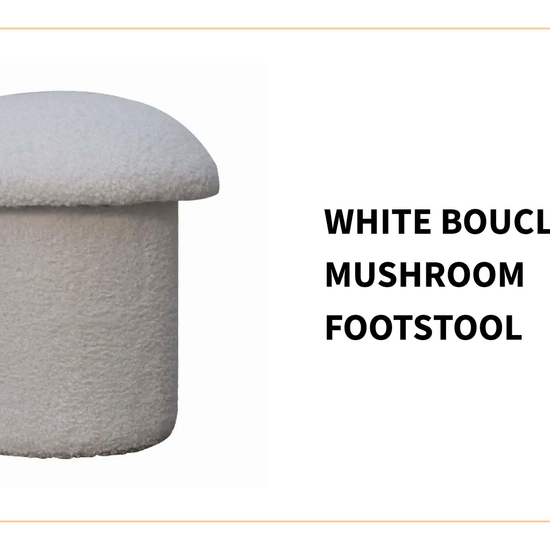 White Boucle Mushroom Footstool by@Outfy