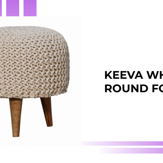 Keeva White Round Footstool by@Outfy