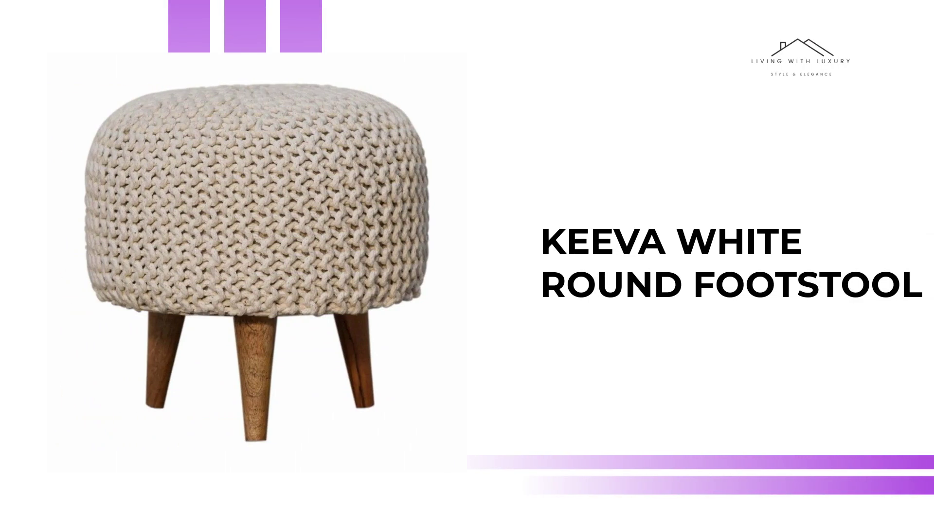 Keeva White Round Footstool by@Outfy