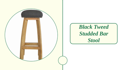 Black Tweed Studded Bar Stool by@Outfy