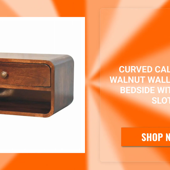 Curved California Walnut Wall Mounted Bedside with Open Slot by@Outfy
