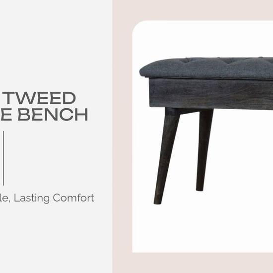 Black Tweed Storage Bench by@Outfy