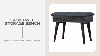 Black Tweed Storage Bench by@Outfy