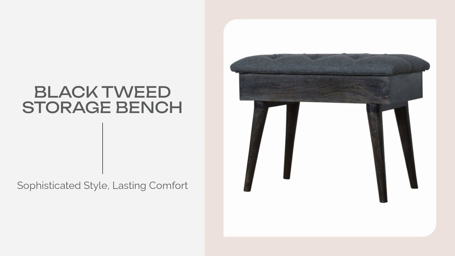Black Tweed Storage Bench by@Outfy