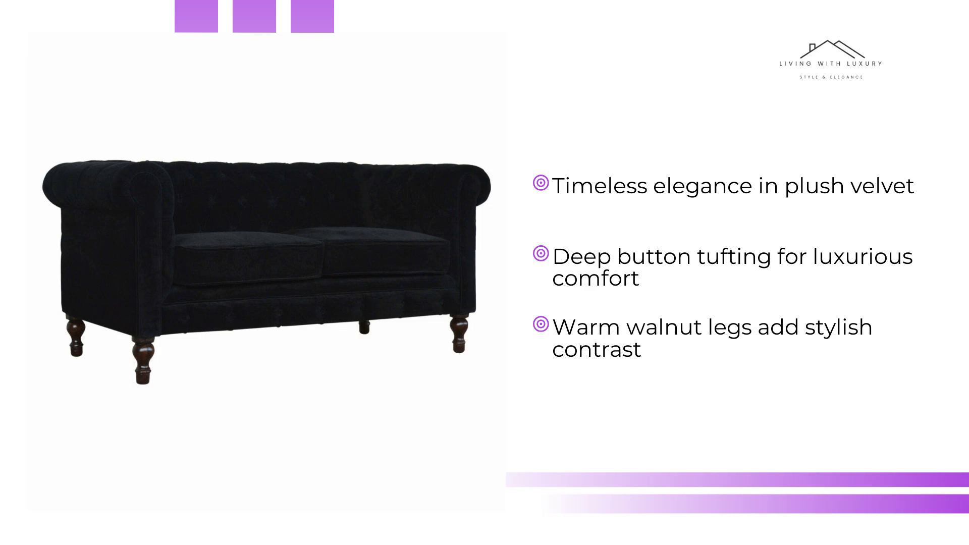 Black Velvet Chesterfield Sofa by@Outfy