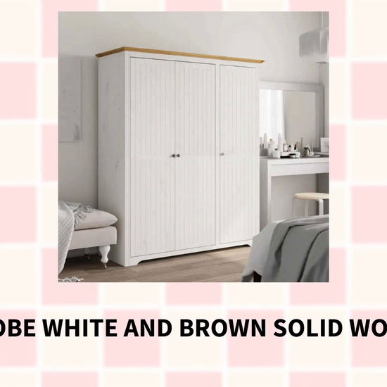 Wardrobe White and Brown Solid Wood Pine by@Outfy