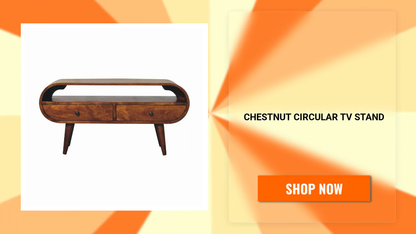 Chestnut Circular TV Stand by@Outfy