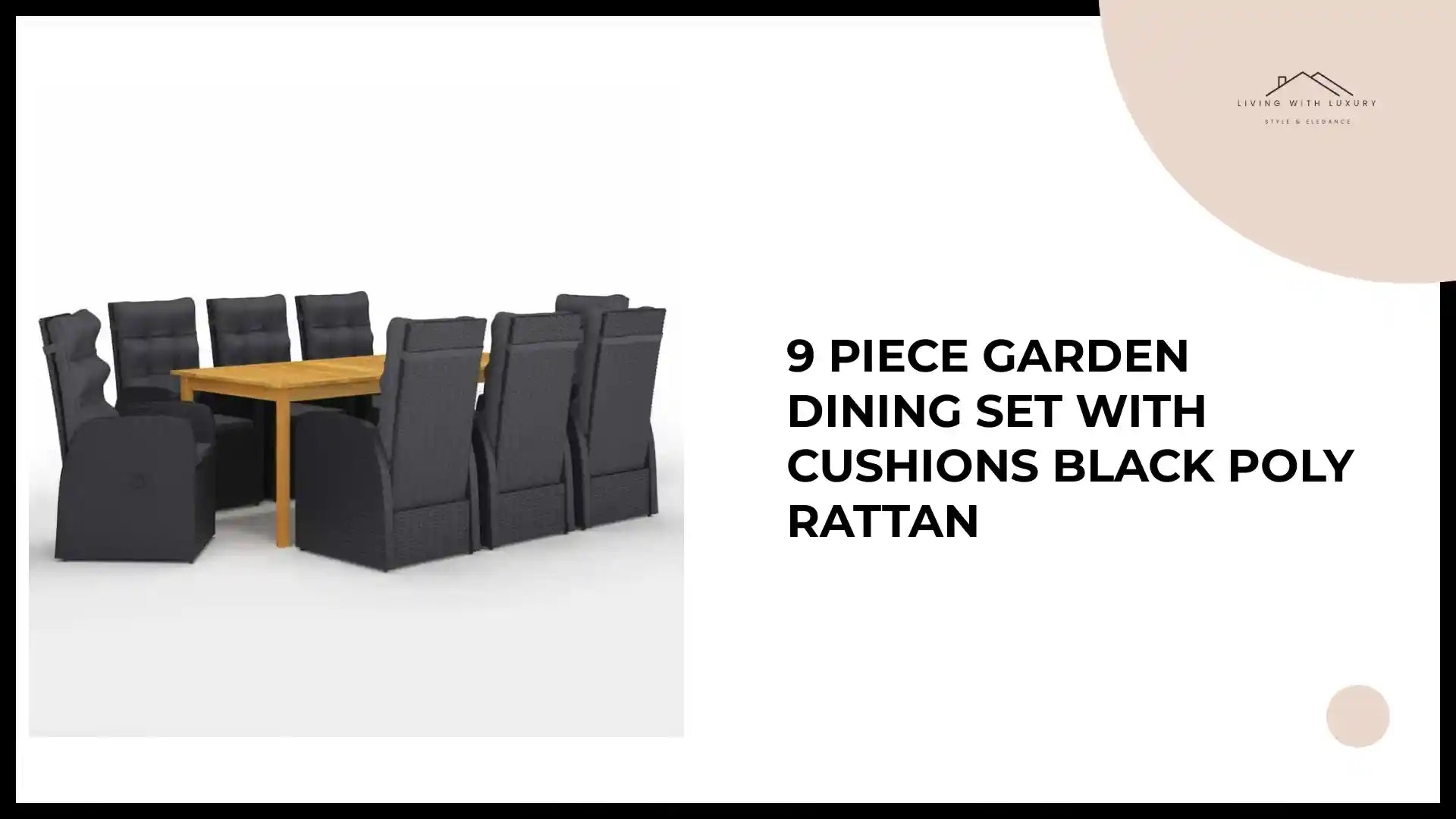 9 Piece Garden Dining Set with Cushions Black Poly Rattan by@Outfy