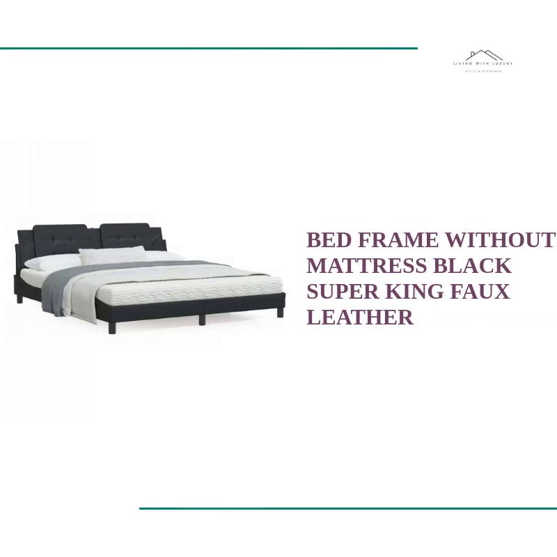 Bed Frame without Mattress Black Super King Faux Leather by@Outfy