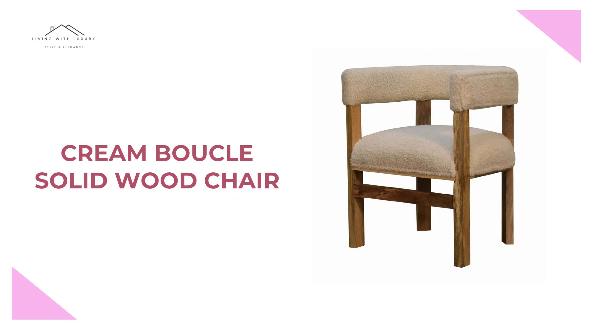 Cream Boucle Solid Wood Chair by@Outfy