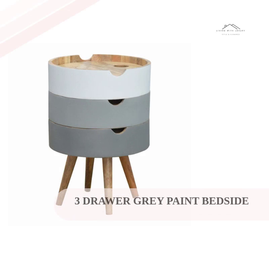 3 Drawer Grey Paint Bedside by@Outfy