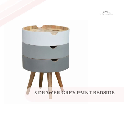 3 Drawer Grey Paint Bedside by@Outfy