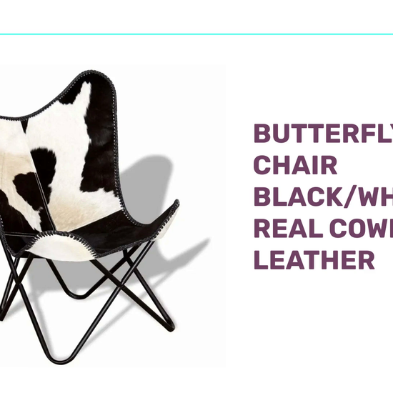 Butterfly Chair Black/White Real Cowhide Leather by@Outfy