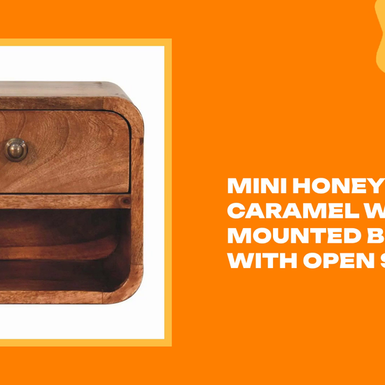 Mini Honey Caramel Wall Mounted Bedside with Open Slot by@Outfy