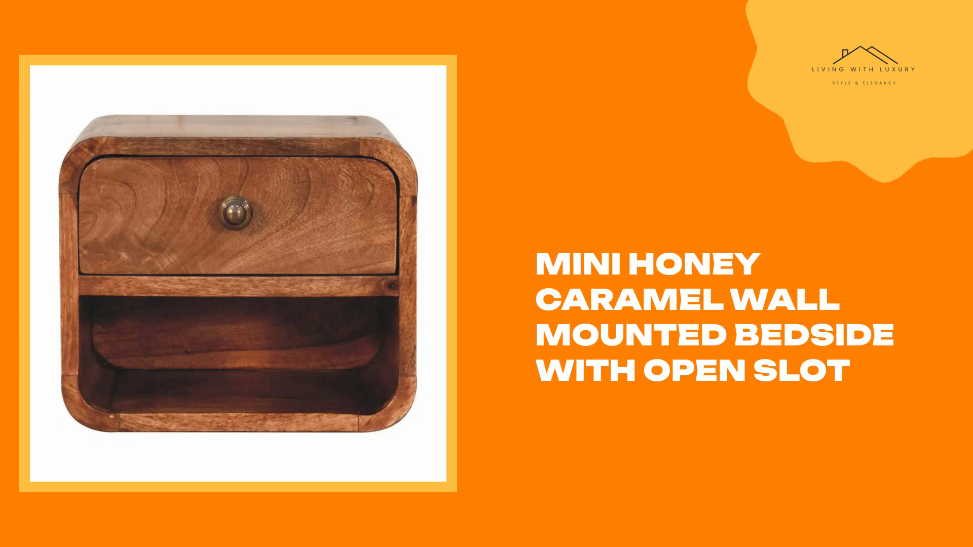 Mini Honey Caramel Wall Mounted Bedside with Open Slot by@Outfy