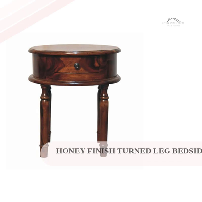 Honey finish Turned Leg Bedside by@Outfy
