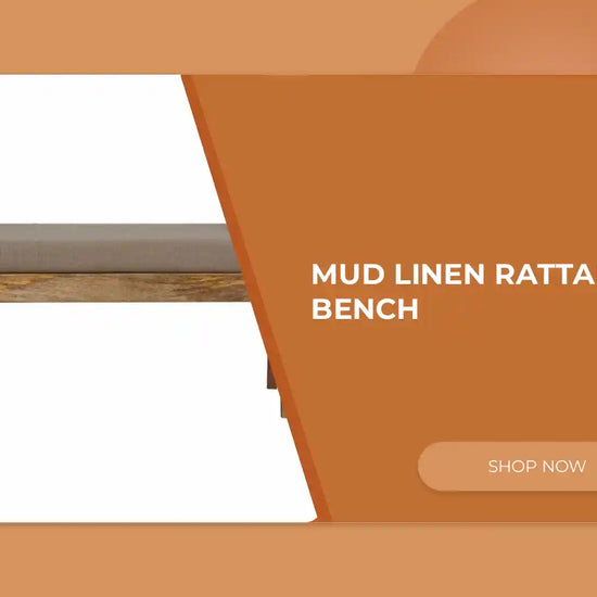 Mud Linen Rattan Bench by@Outfy