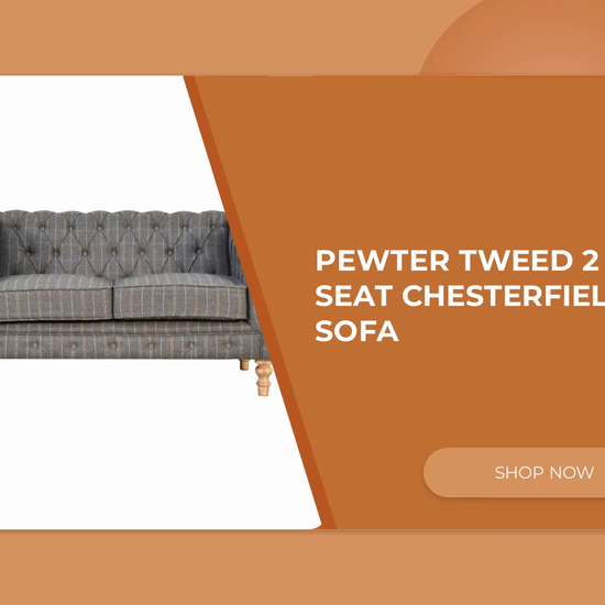 Pewter Tweed 2 Seat Chesterfield Sofa by@Outfy