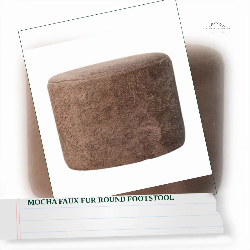 Mocha Faux Fur Round Footstool by@Outfy