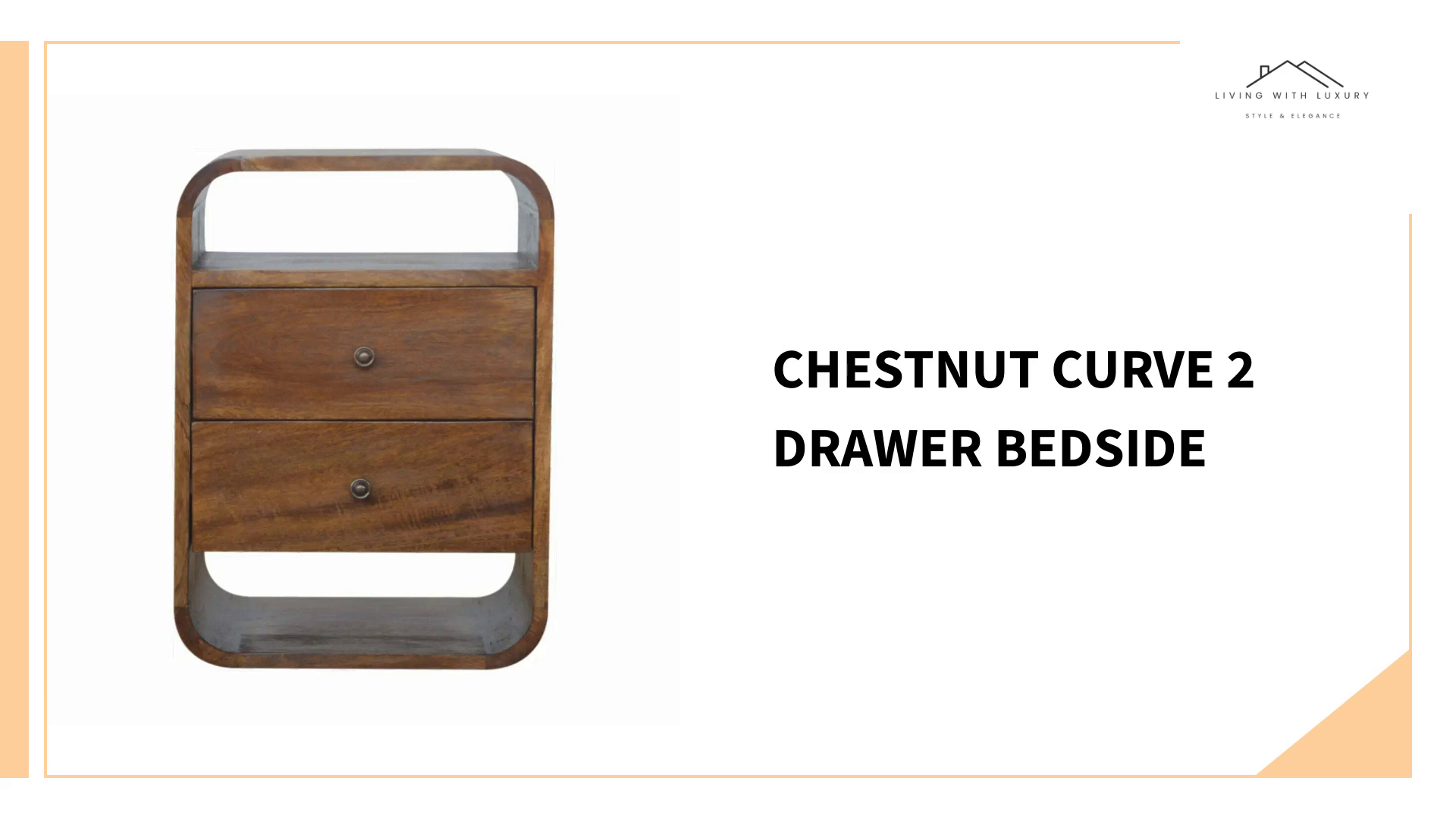 Chestnut Curve 2 Drawer Bedside by@Outfy