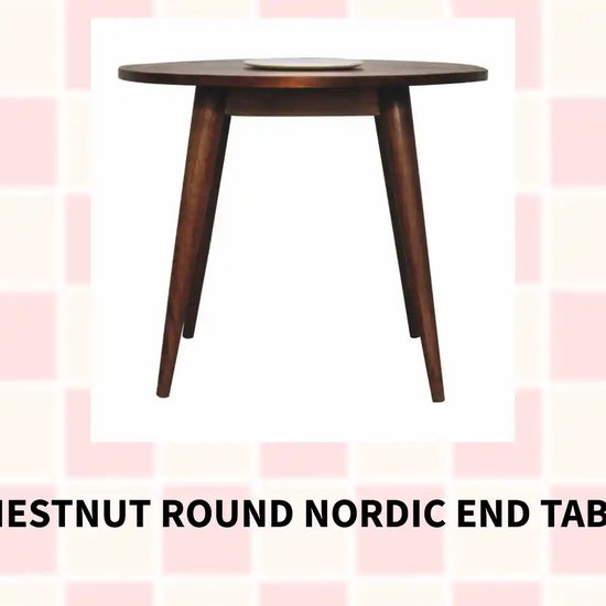 Chestnut Round Nordic End Table by@Outfy