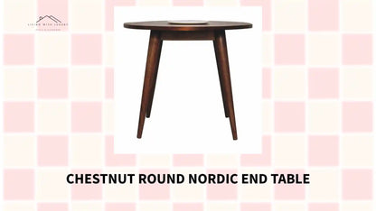 Chestnut Round Nordic End Table by@Outfy