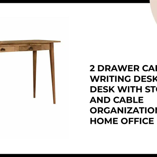 2 Drawer Cable Writing Desk &ndash; Sleek Desk with Storage and Cable Organization for Home Office by@Outfy