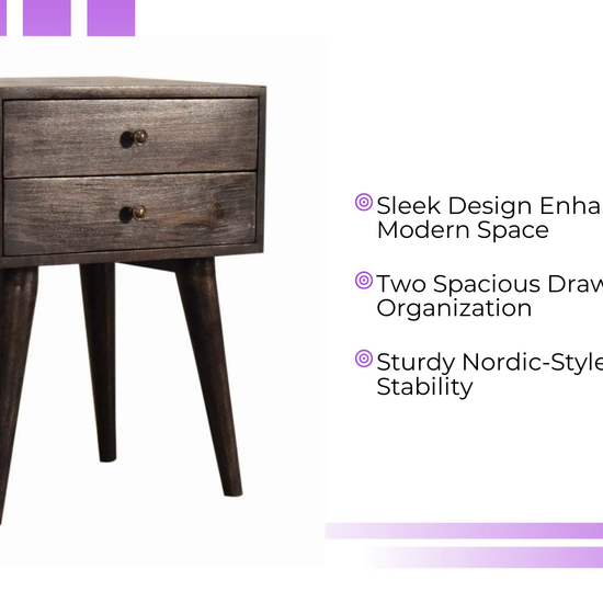 Ash Black Modern Solid Wood Bedside by@Outfy