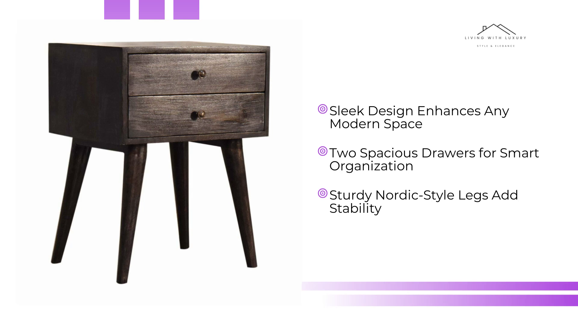 Ash Black Modern Solid Wood Bedside by@Outfy