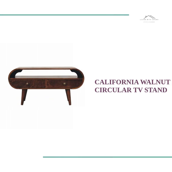 California Walnut Circular TV Stand by@Outfy