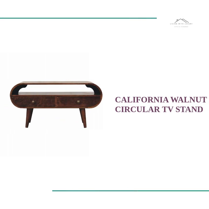 California Walnut Circular TV Stand by@Outfy