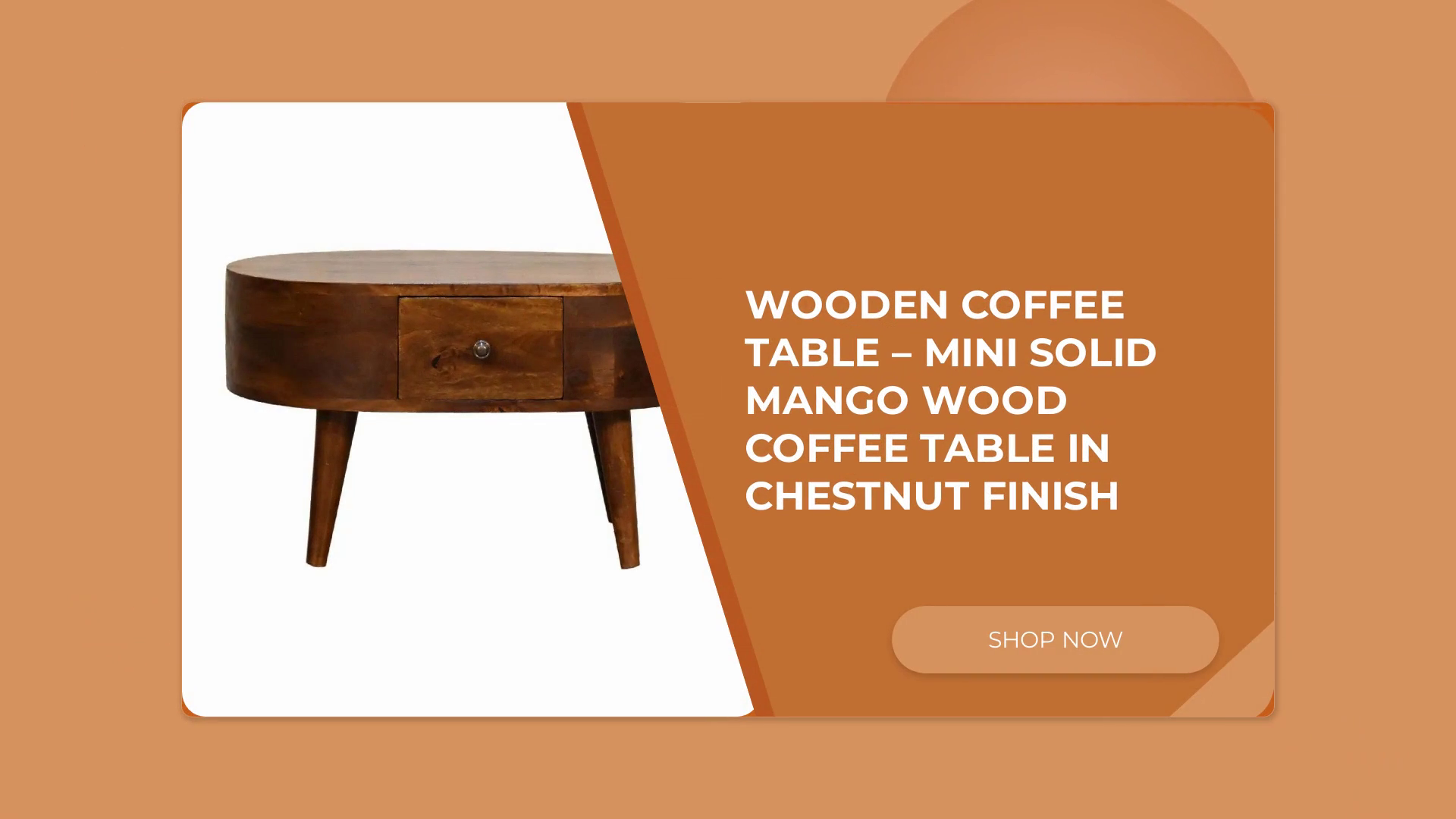 Wooden Coffee Table &ndash; Mini Solid Mango Wood Coffee Table in Chestnut Finish by@Outfy