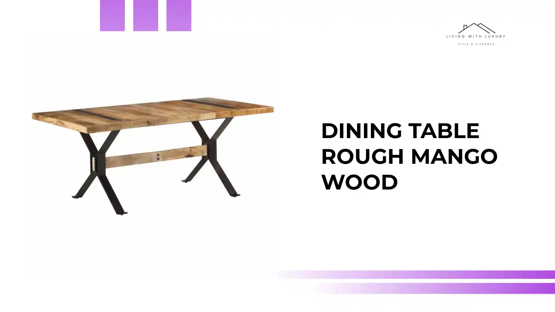 Dining Table Rough Mango Wood by@Outfy