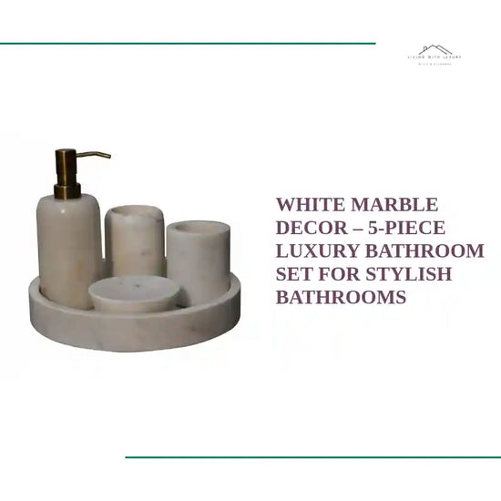 White Marble Decor &ndash; 5-Piece Luxury Bathroom Set for Stylish Bathrooms by@Outfy