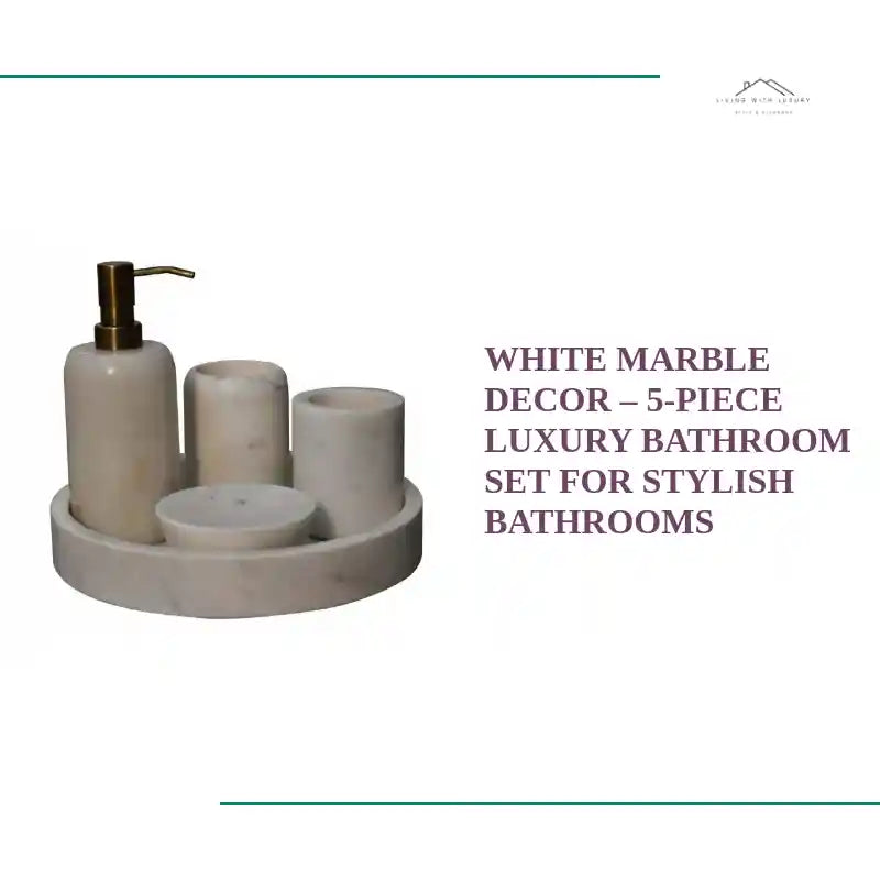 White Marble Decor &ndash; 5-Piece Luxury Bathroom Set for Stylish Bathrooms by@Outfy