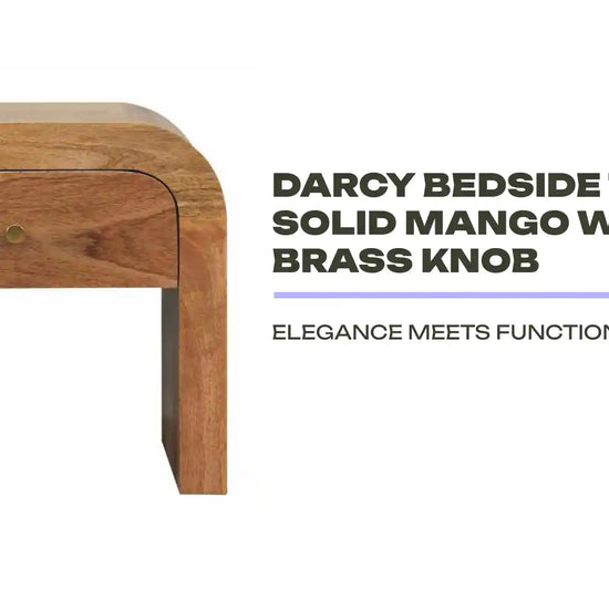 Darcy Bedside Table | Solid Mango Wood with Brass Knob by@Outfy