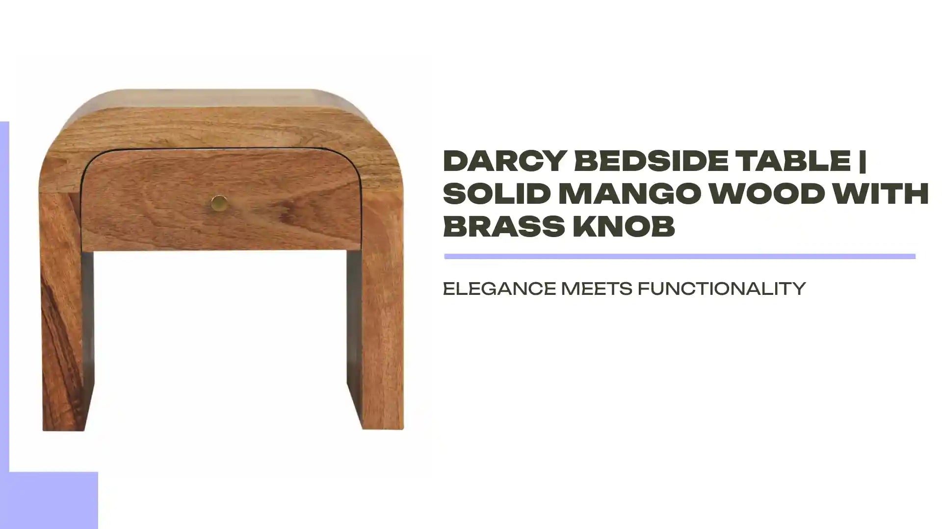 Darcy Bedside Table | Solid Mango Wood with Brass Knob by@Outfy