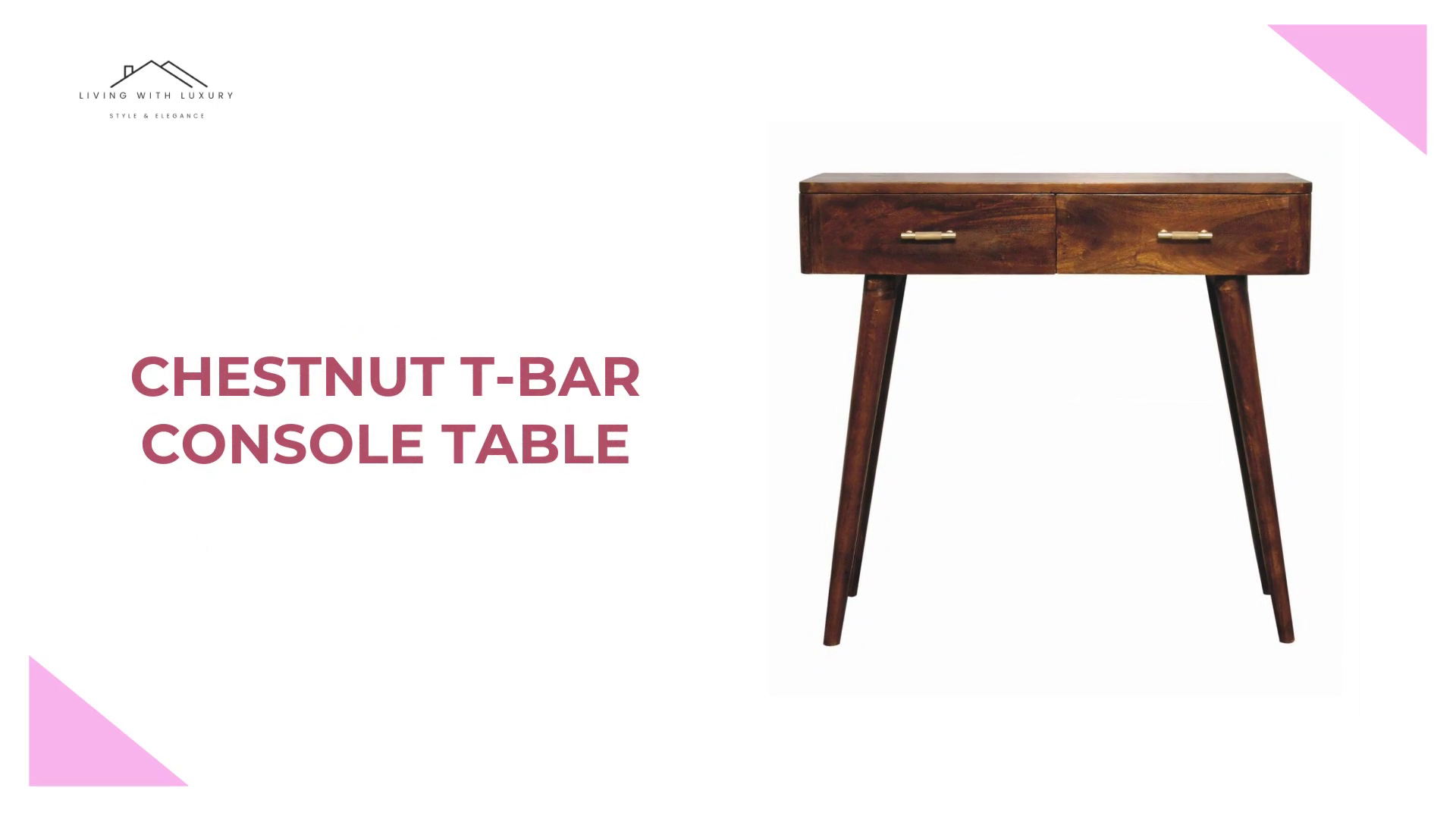 Chestnut T-Bar Console Table by@Outfy