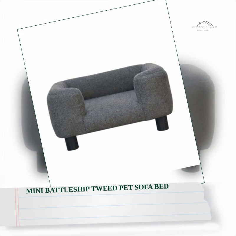 Mini Battleship Tweed Pet Sofa Bed by@Outfy