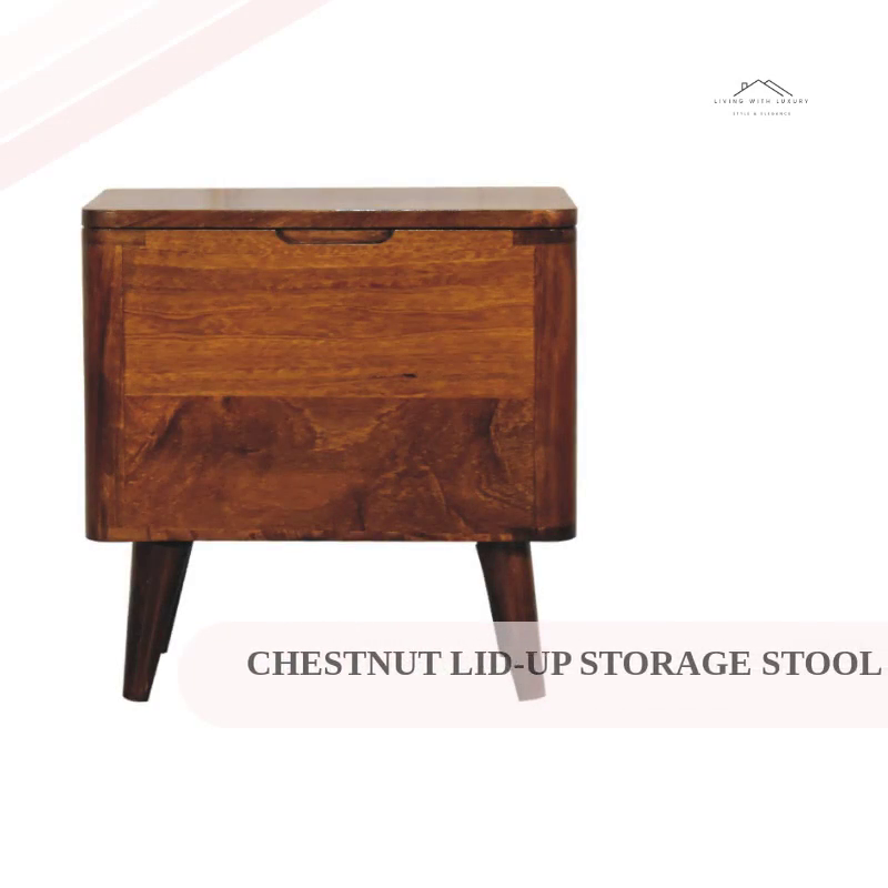 Chestnut Lid-up Storage Stool by@Outfy